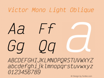 Victor Mono Light Oblique Version 1.420图片样张