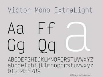 Victor Mono ExtraLight Version 1.420图片样张