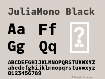 JuliaMono Black Version 0.026; ttfautohint (v1.8) Font Sample