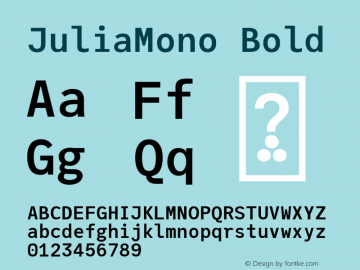 JuliaMono Bold Version 0.026; ttfautohint (v1.8) Font Sample