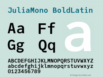 JuliaMono BoldLatin Version 0.026; ttfautohint (v1.8) Font Sample