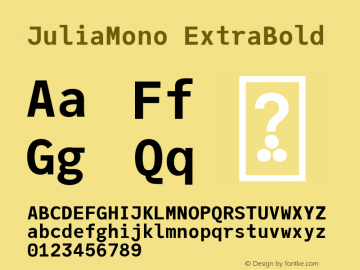 JuliaMono ExtraBold Version 0.026; ttfautohint (v1.8) Font Sample