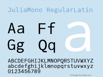 JuliaMono RegularLatin Version 0.026; ttfautohint (v1.8) Font Sample