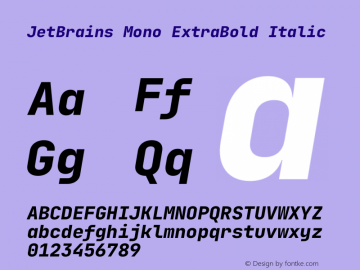 JetBrains Mono ExtraBold Italic Version 2.210图片样张