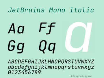 JetBrains Mono Italic Version 2.210图片样张