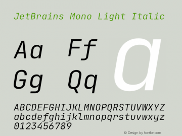 JetBrains Mono Light Italic Version 2.210图片样张
