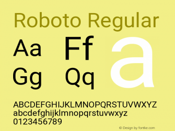 Roboto Version 3.003; 2020 Font Sample