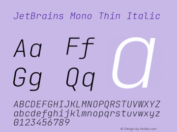 JetBrains Mono Thin Italic Version 2.210图片样张