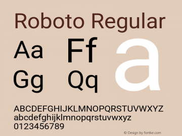 Roboto Version 3.003; 2020 Font Sample