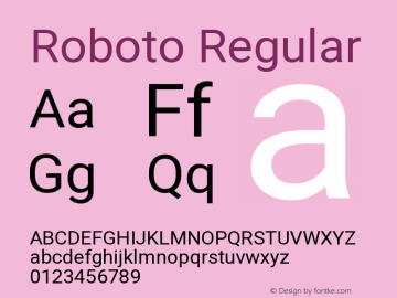 Roboto Regular Version 3.003 Font Sample