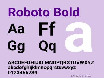 Roboto Bold Version 3.003; 2020 Font Sample