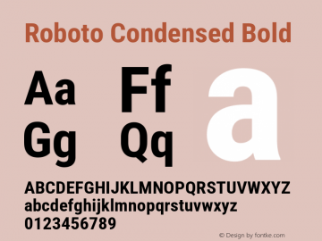 Roboto Condensed Bold Version 3.003; 2020 Font Sample