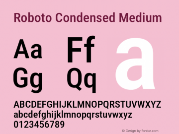 Roboto Condensed Medium Version 3.003; 2020 Font Sample