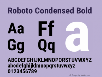 Roboto Condensed Bold Version 3.003; 2020 Font Sample