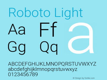 Roboto Light Version 3.003; 2020 Font Sample