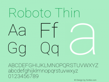 Roboto Thin Version 3.003; 2020 Font Sample