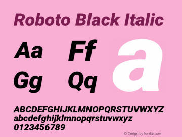 Roboto Black Italic Version 3.003; 2020 Font Sample