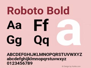 Roboto Bold Version 3.003; 2020 Font Sample