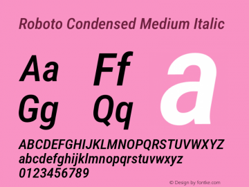 Roboto Condensed Medium Italic Version 3.003; 2020 Font Sample