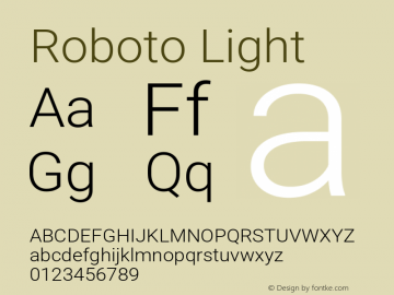 Roboto Light Version 3.003; 2020 Font Sample