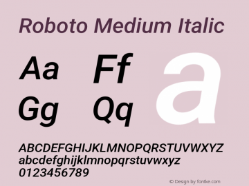 Roboto Medium Italic Version 3.003; 2020图片样张