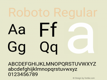 Roboto Version 3.003; 2020 Font Sample