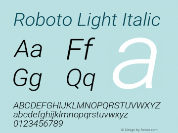 Roboto Light Italic Version 3.003; 2020图片样张