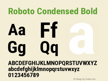 Roboto Condensed Bold Version 3.003 Font Sample