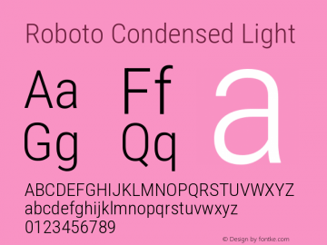 Roboto Condensed Light Version 3.003 Font Sample