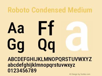 Roboto Condensed Medium Version 3.003 Font Sample