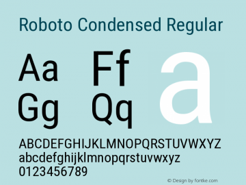 Roboto Condensed Version 3.003 Font Sample