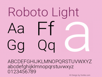 Roboto Light Version 3.003 Font Sample