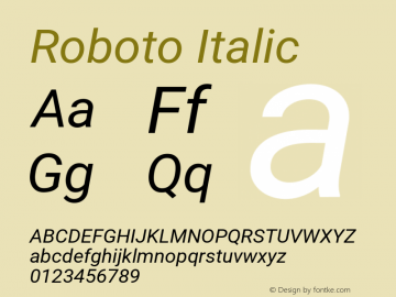 Roboto Italic Version 3.003; 2020图片样张