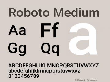 Roboto Medium Version 3.003 Font Sample