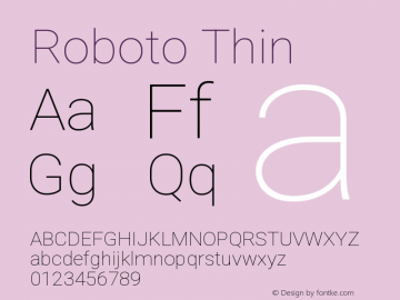 Roboto Thin Version 3.003 Font Sample