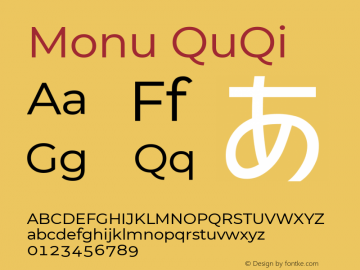 Monu QuQi v7.211 Font Sample