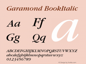 Garamond BookItalic Macromedia Fontographer 4.1 1/12/98图片样张