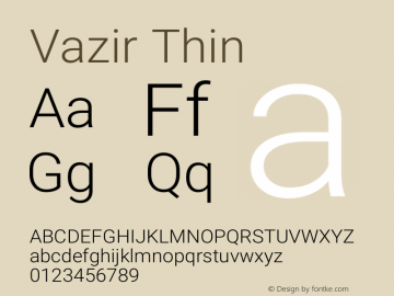 Vazir Thin Version 27.0.0 Font Sample