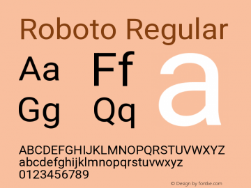 Roboto Version 3.004; 2020 Font Sample