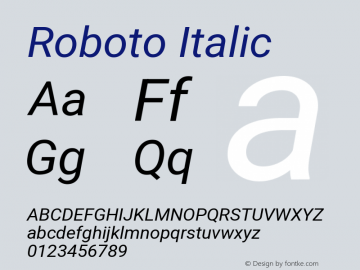 Roboto Italic Version 3.004; 2020图片样张