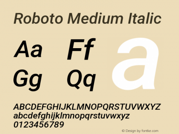 Roboto Medium Italic Version 3.004; 2020图片样张