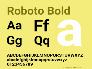 Roboto Bold Version 3.004; 2020 Font Sample
