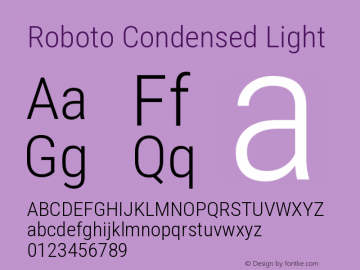 Roboto Condensed Light Version 3.004; 2020 Font Sample