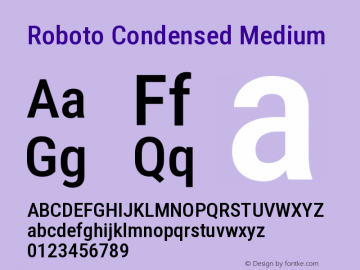 Roboto Condensed Medium Version 3.004; 2020 Font Sample