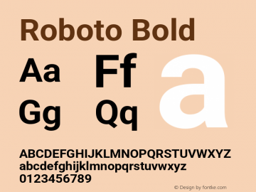 Roboto Bold Version 3.004; 2020 Font Sample