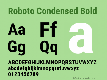 Roboto Condensed Bold Version 3.004; 2020 Font Sample