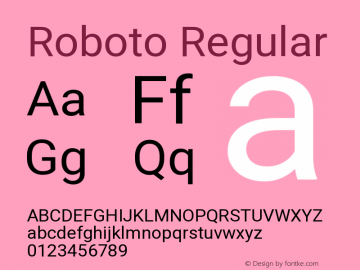 Roboto Regular Version 3.004 Font Sample