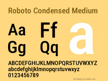 Roboto Condensed Medium Version 3.004 Font Sample