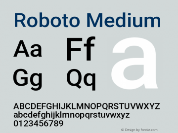 Roboto Medium Version 3.004 Font Sample