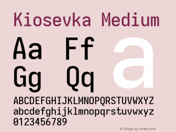 Kiosevka Medium Version 4.0.0; ttfautohint (v1.8.2) Font Sample